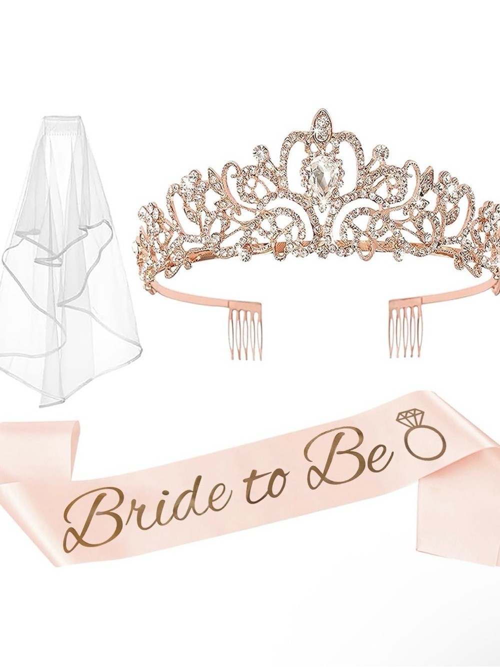 Bridal Shower Tiara Sash Veil